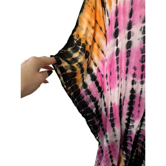 Salty Lemon Multi-Color Tye-Dye Tasseled Swim Cover Up Women's OS NEW - Picture 4 of 8